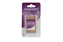 Load image into Gallery viewer, DOUBLE-ENDED EXTRA THIN GUARDENT WOODEN DENTAL TOOTHPICKS 120 PACK COATED WITH FLUORIDE AND MINT OIL
